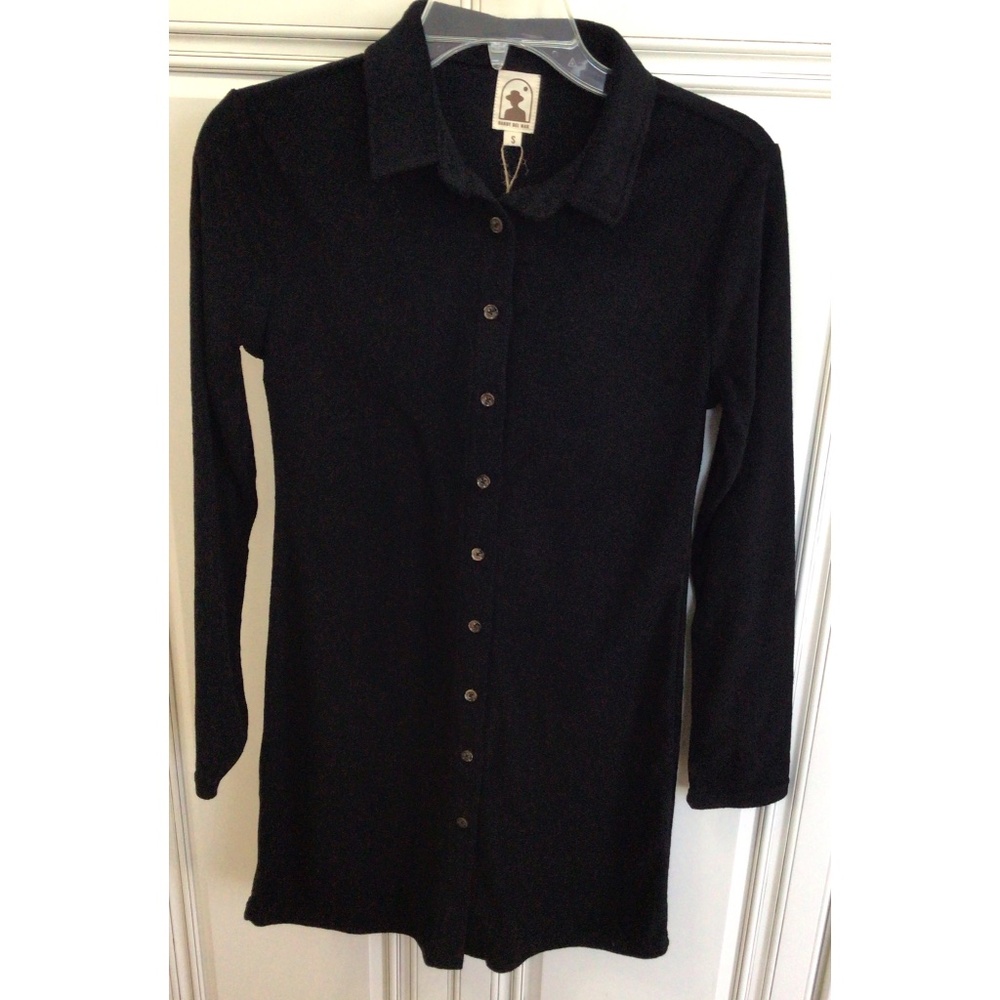 NWT Dandy Del Mar Black Button Front Shirt Dress size Small